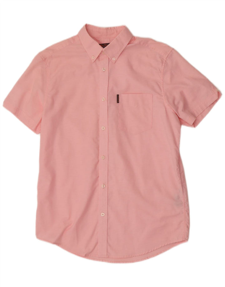 Męska koszula z krótkim rękawem Ben Sherman, średnio różowa, bawełniana