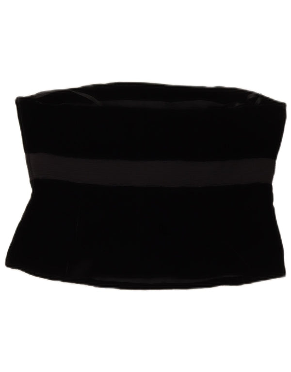 LAURA ASHLEY Damski aksamitny gorsetowy top UK 14 Średnia czarna wiskoza