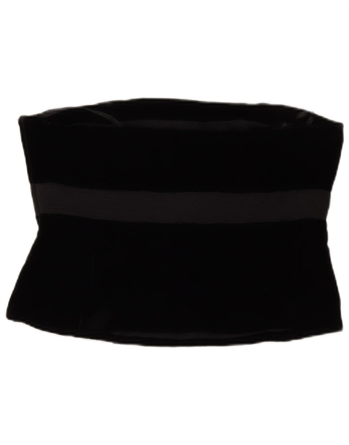 LAURA ASHLEY Damski aksamitny gorsetowy top UK 14 Średnia czarna wiskoza