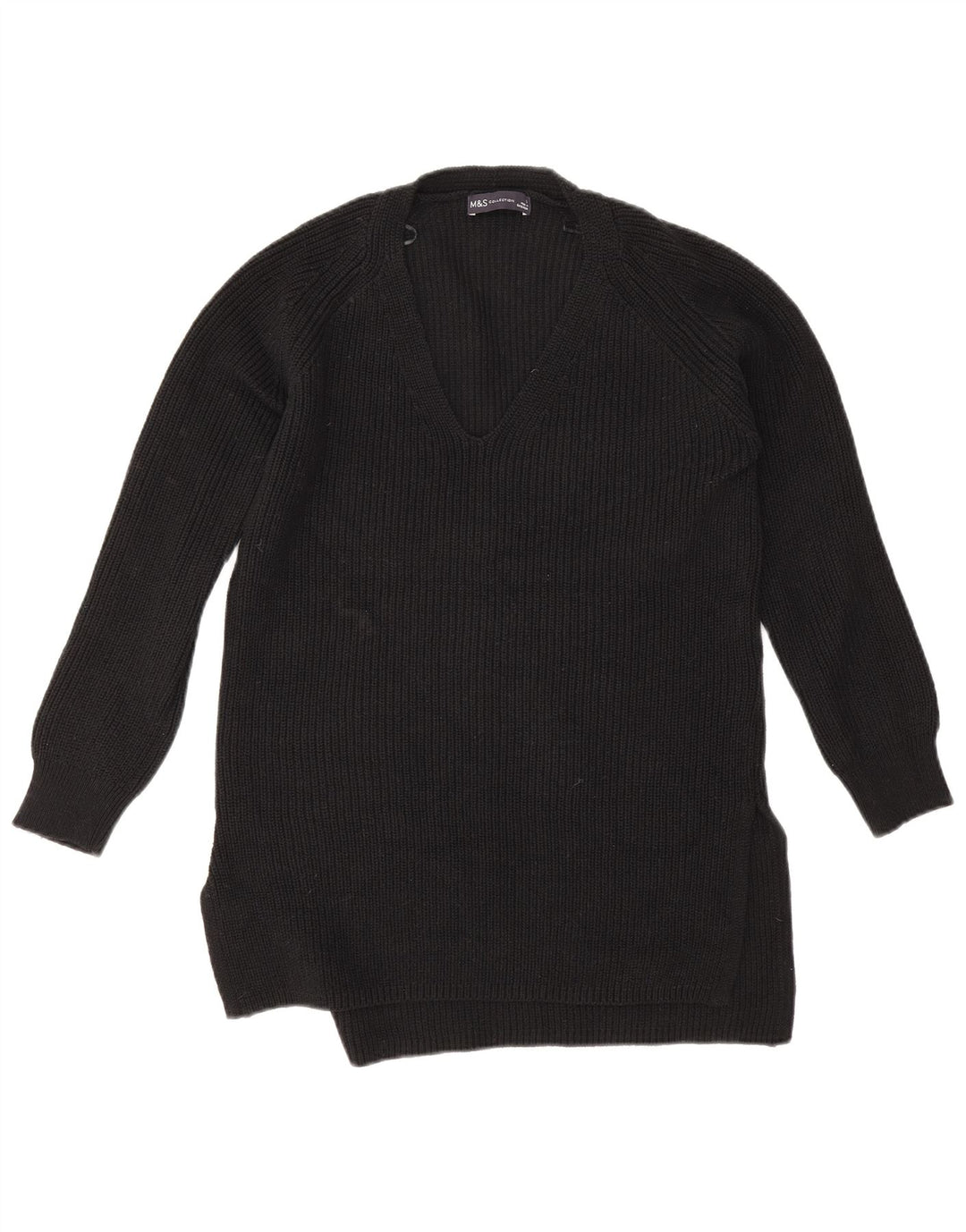 Marks & Spencer Damski sweter oversize z dekoltem w kształcie litery V, UK 10, mały, czarny