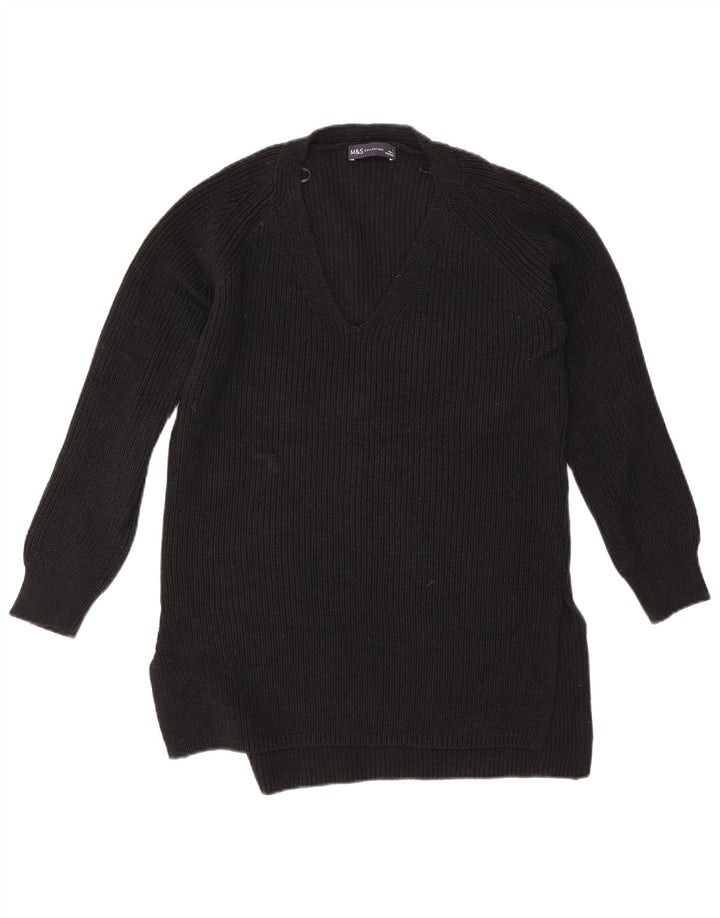 Marks & Spencer Damski sweter oversize z dekoltem w kształcie litery V, UK 10, mały, czarny