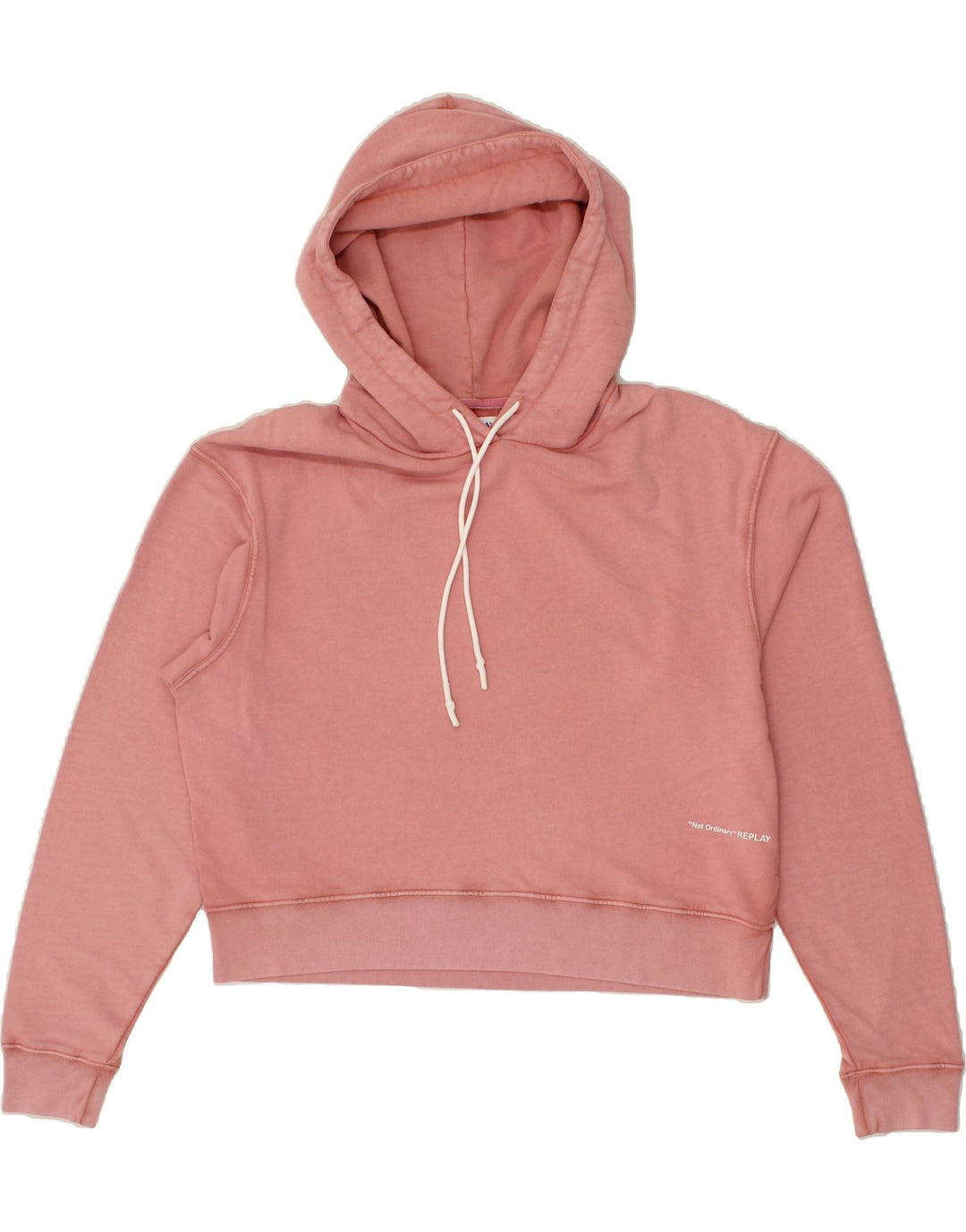 REPLAY Womens Oversized Hoodie Jumper UK 14 Medium Pink Vintage Replay and Second-Hand Replay from Messina Hembry 