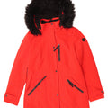 Damska kurtka parka z kapturem Calvin Klein UK 10, mała, czerwona, poliester