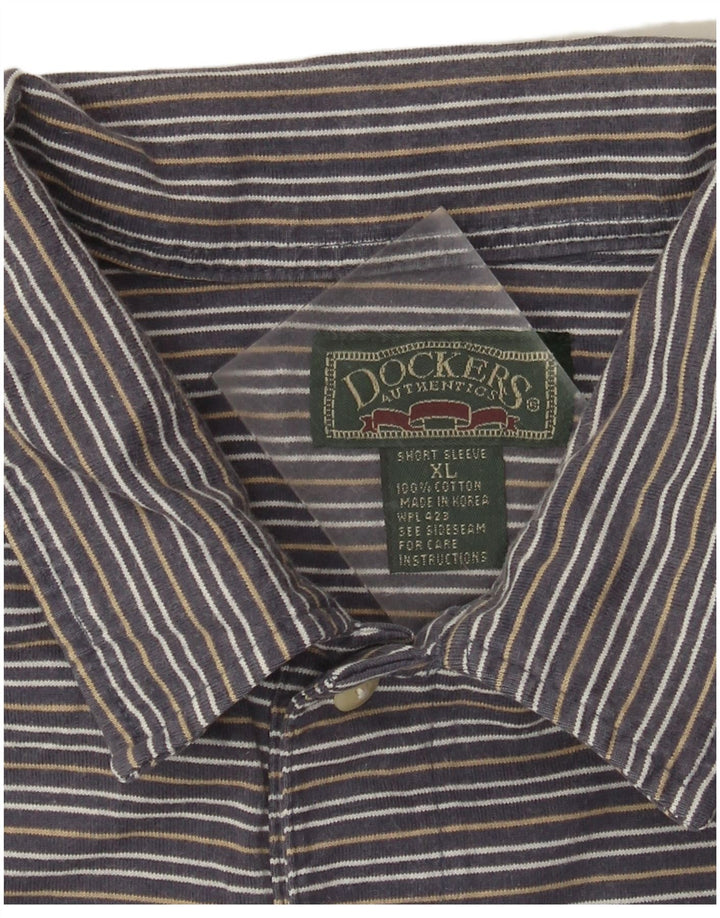 Męska koszulka polo Dockers XL, szara, bawełniana w paski