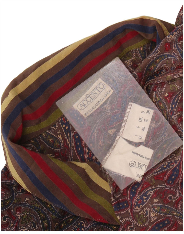 Damska bluzka koszulowa VINTAGE UK 12 Średni wielobarwny jedwab Paisley