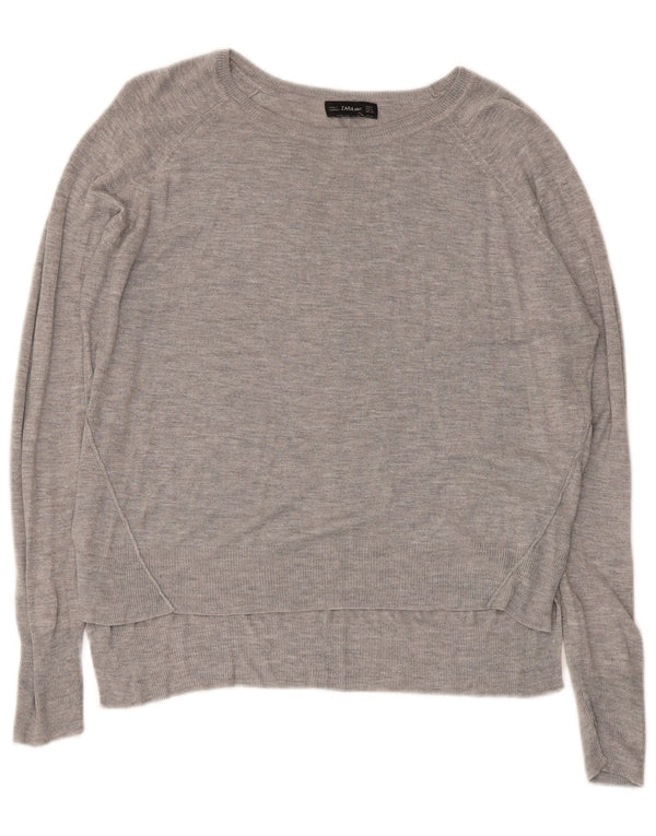 Sweter damski Zara z dekoltem w łódkę, UK 14, średni szary