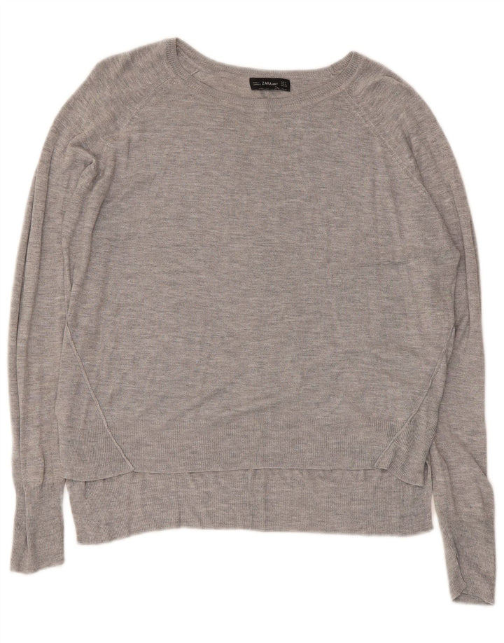 Sweter damski Zara z dekoltem w łódkę, UK 14, średni szary