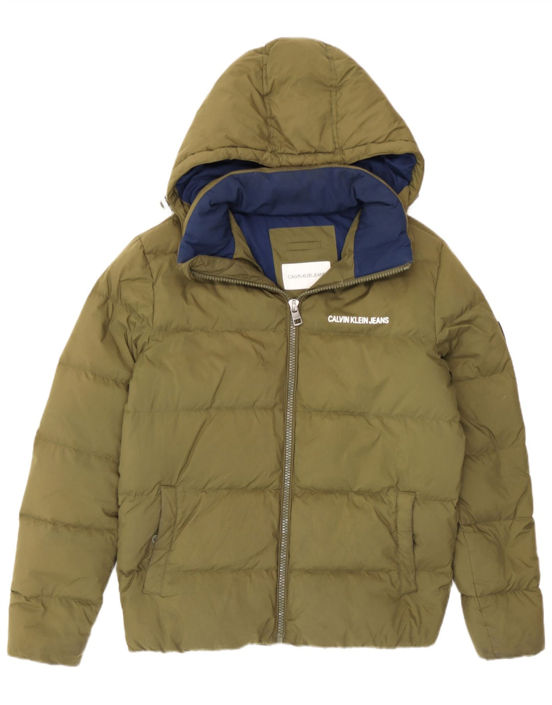 Męska ocieplana kurtka z kapturem Calvin Klein Jeans UK 36, mała, khaki, poliester