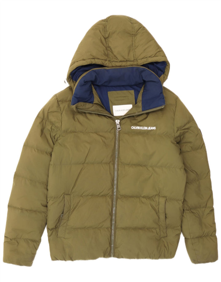 Męska ocieplana kurtka z kapturem Calvin Klein Jeans UK 36, mała, khaki, poliester