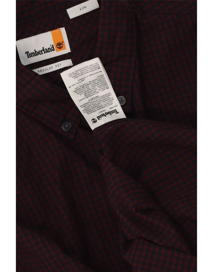 Koszula męska Timberland o regularnym kroju, duża, bordowa bawełna w kratkę