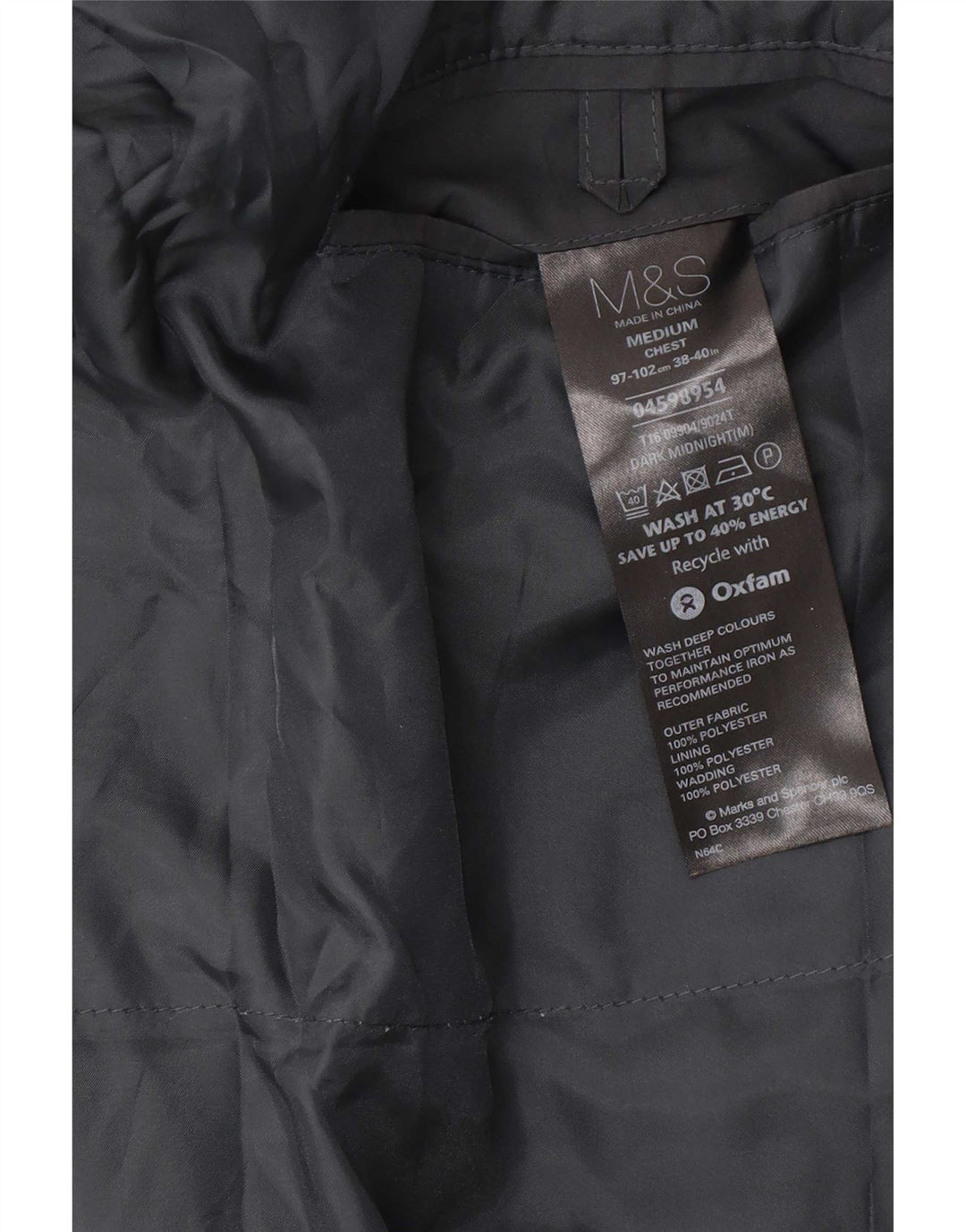Marks & Spencer Męski trencz UK 38/40, średni czarny poliester