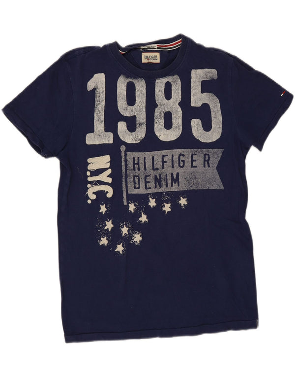 Tommy Hilfiger Mens Graphic T-Shirt Top Small Navy Blue Cotton
