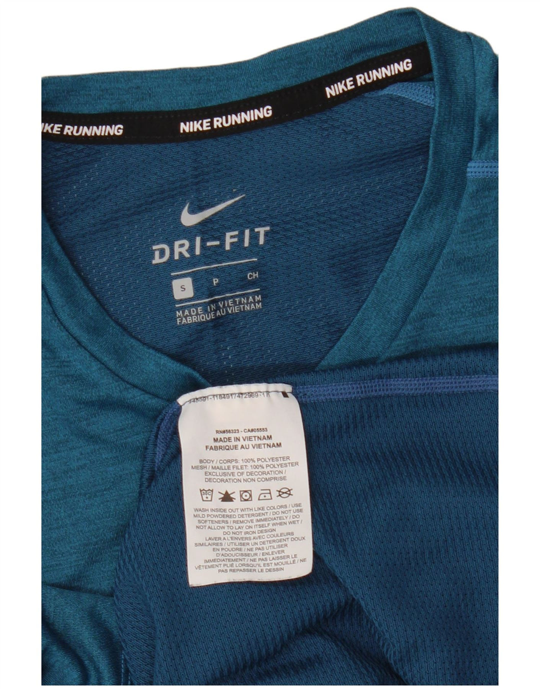 Męski T-shirt Nike Dri Fit Top, mały, niebieski, poliester z blokami kolorów
