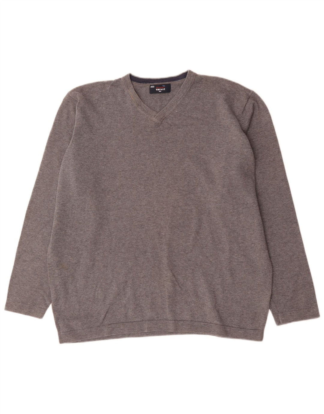 Marks & Spencer Męski sweter z dekoltem w kształcie litery V, XL, szary, bawełniany