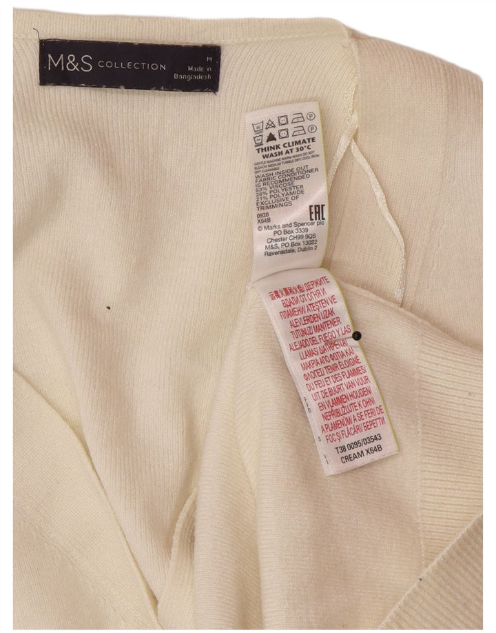 Marks & Spencer Damski sweter kardigan UK 14 Średni złamanej bieli, wiskoza
