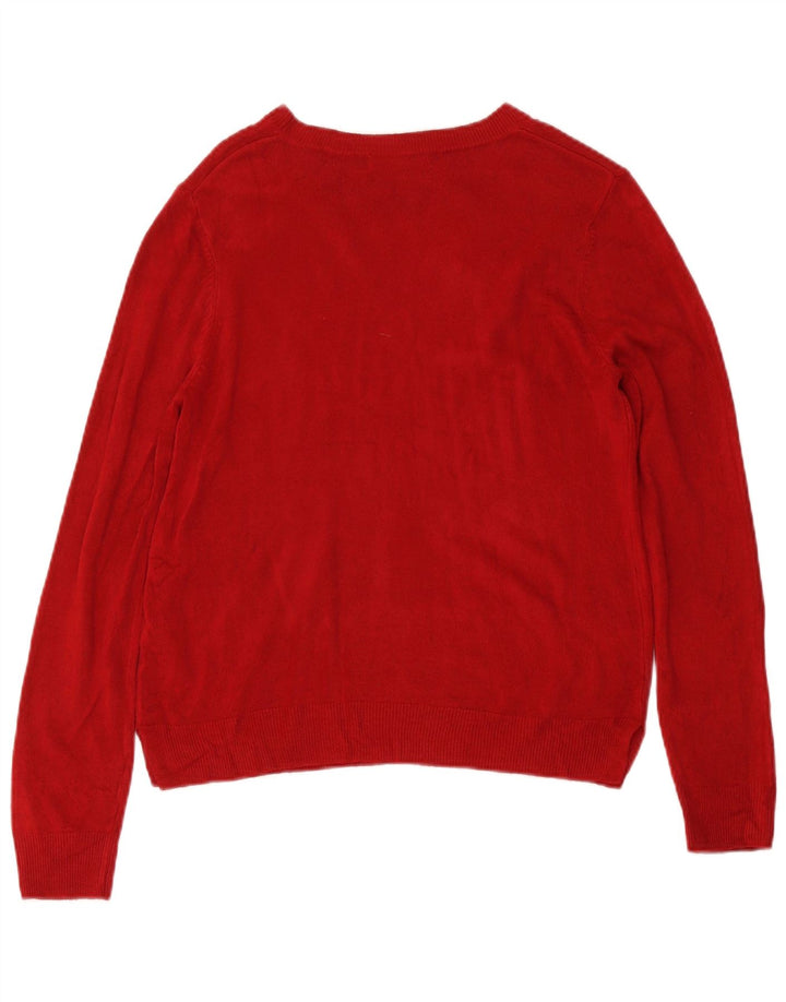 Marks & Spencer Damski sweter z okrągłym dekoltem, UK 14, średni czerwony akryl