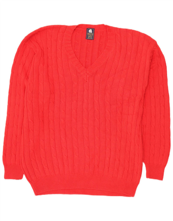 WHITE SAILS Męski sweter z dekoltem w kształcie litery V, XL, czerwony, bawełniany