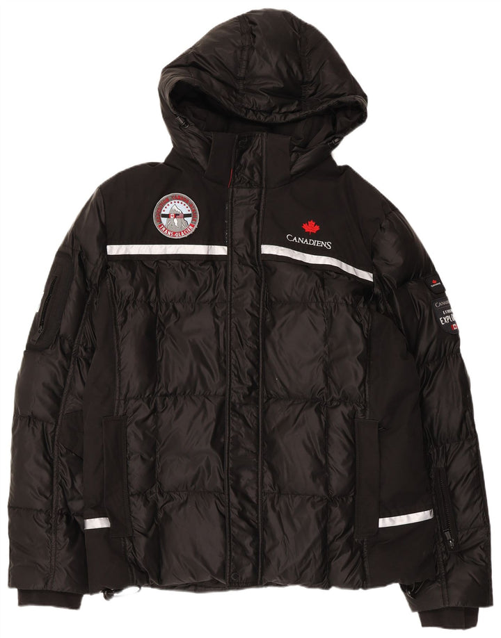 CANADIENS Męska ocieplana kurtka z kapturem IT 56 3XL Czarny poliester