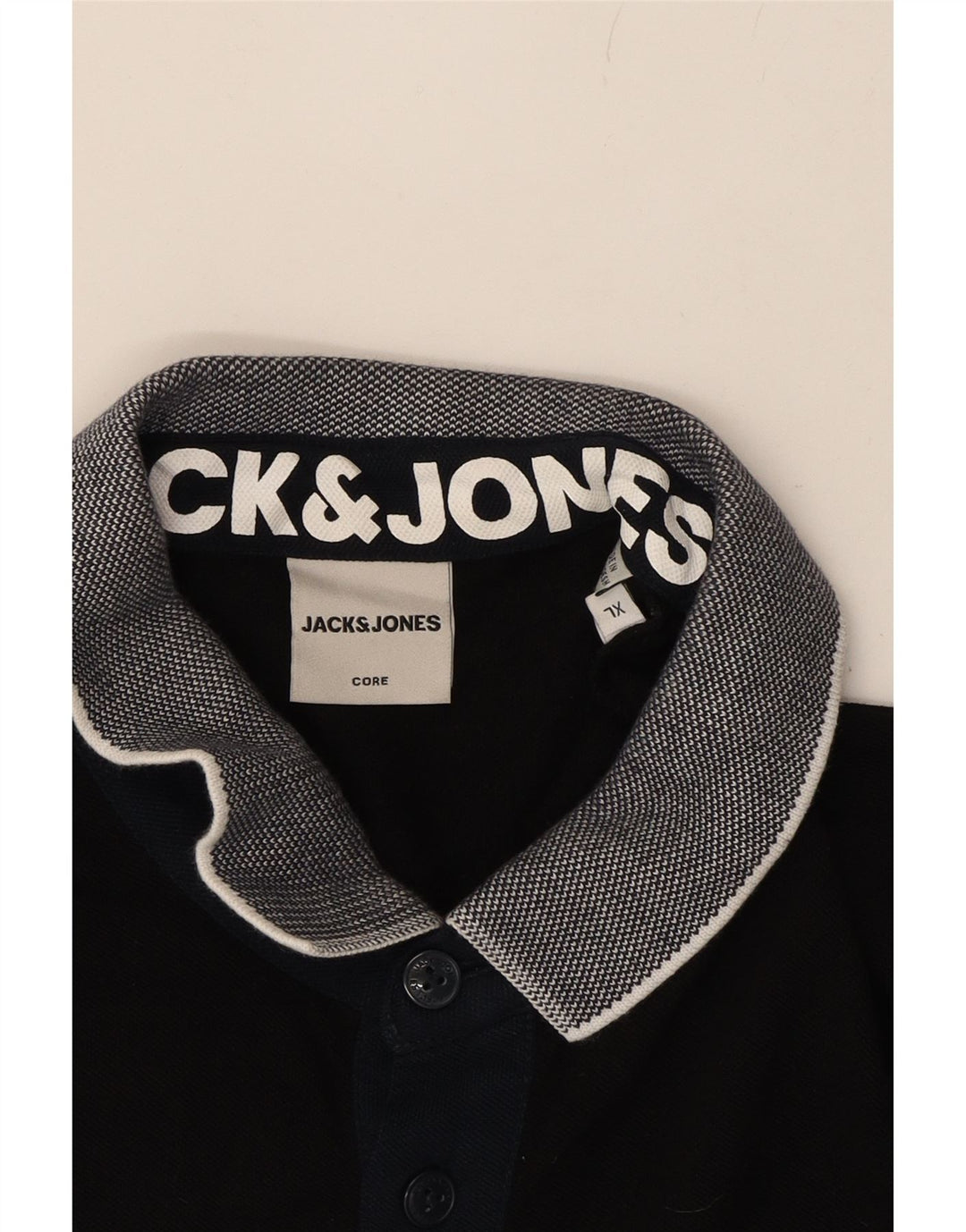 JACK & JONES Mens Polo Shirt XL Black Cotton Vintage Jack & Jones and Second-Hand Jack & Jones from Messina Hembry 