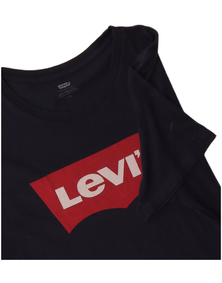 Męski T-shirt z grafiką LEVI'S, duży, granatowy, bawełniany