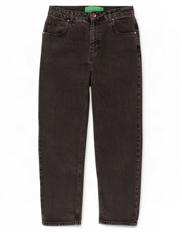 Damskie jeansy zwężane Benetton W30 L27 Szara bawełna