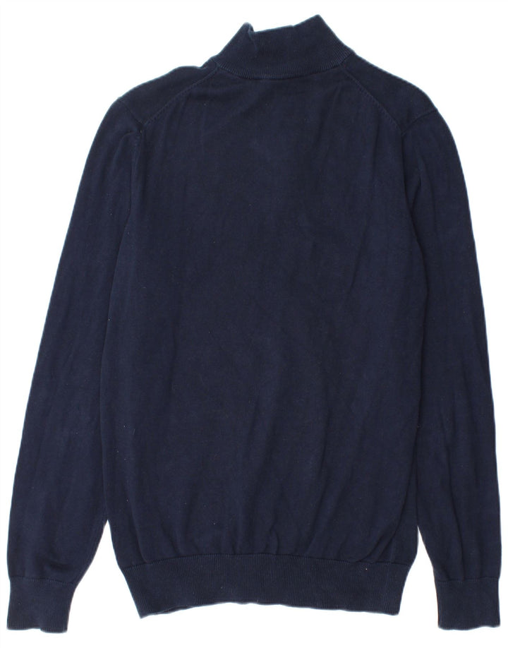 Crew Clothing Męski sweter z zamkiem błyskawicznym, średni granatowy, bawełniany