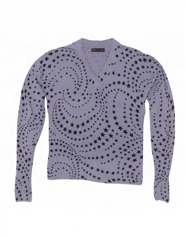 Marks & Spencer Damski sweter z dekoltem w kształcie litery V, UK 12, średni niebieski
