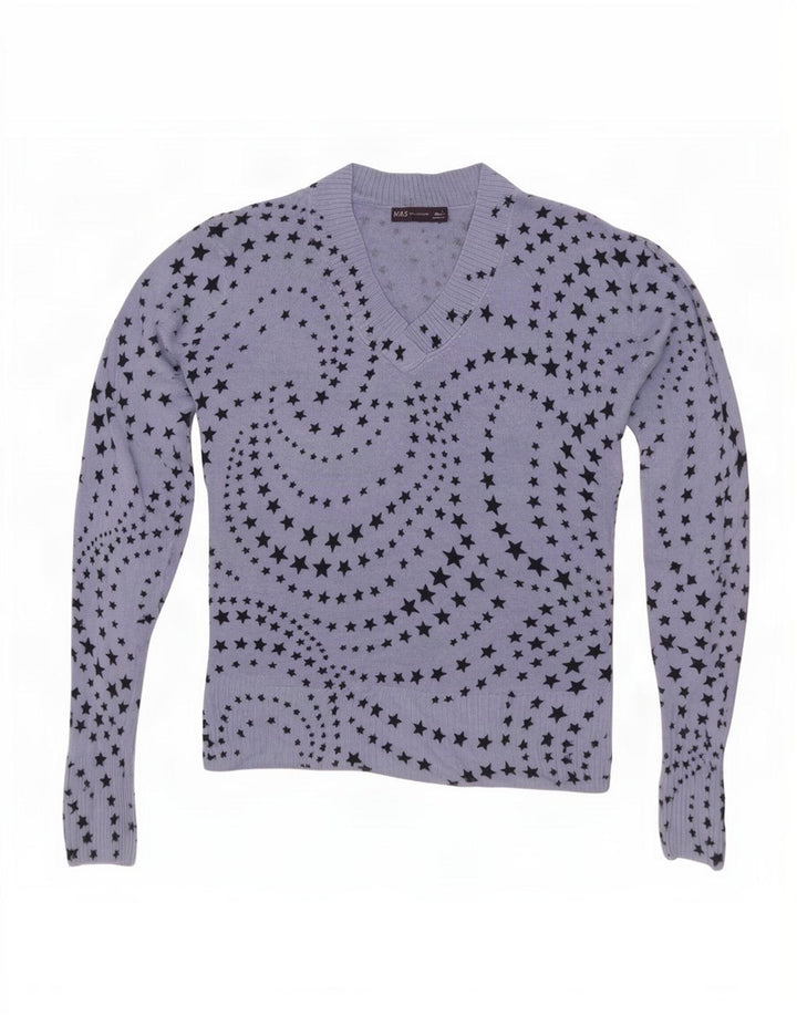 Marks & Spencer Damski sweter z dekoltem w kształcie litery V, UK 12, średni niebieski