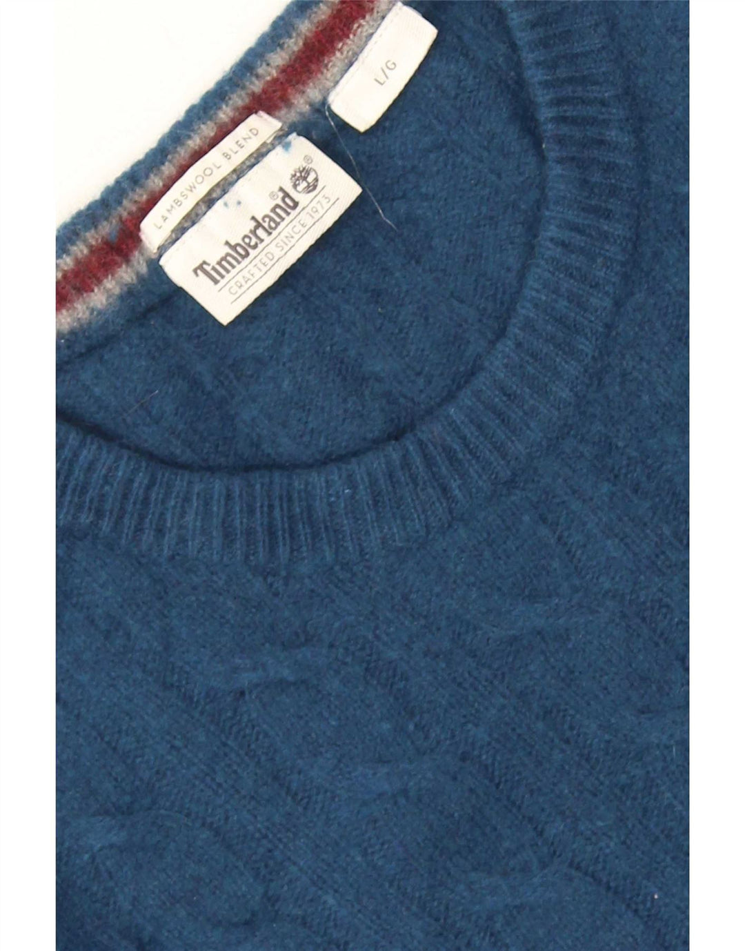Męski sweter Timberland z okrągłym dekoltem, duży, niebieski, z owczej wełny