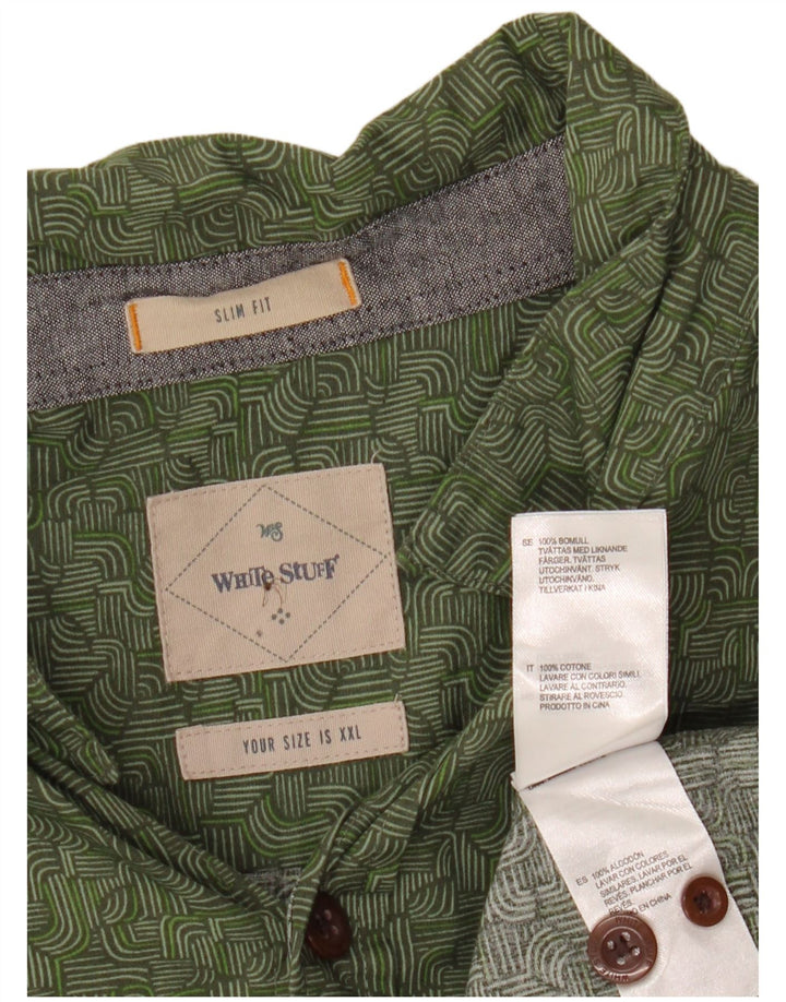 Koszula męska slim fit White Stuff 2XL, zielona, geometryczna bawełna