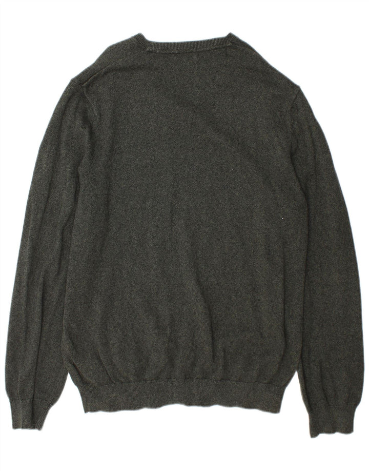 Marks & Spencer Męski sweter z dekoltem w kształcie litery V, XL, zielony, bawełniany