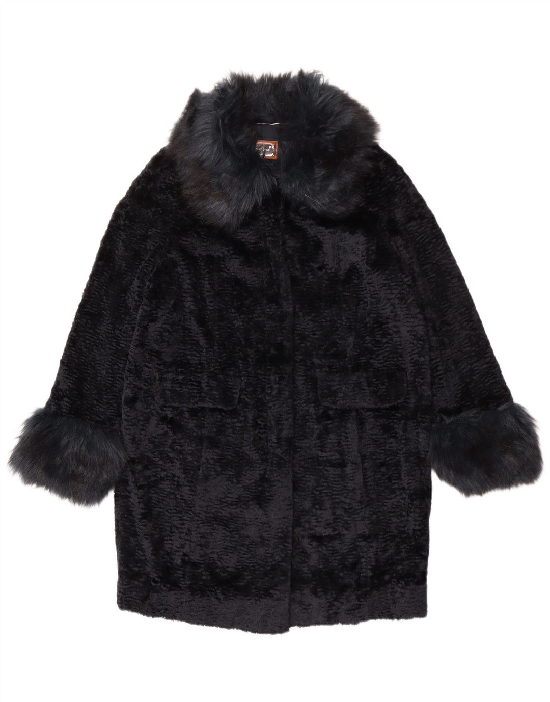 Marks & Spencer Damski płaszcz ze sztucznego futra oversize UK 14, duży, granatowy