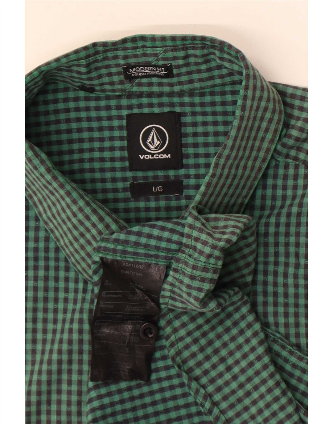 Męska koszula z krótkim rękawem Volcom Modern Fit, duża, zielona bawełna w kratkę