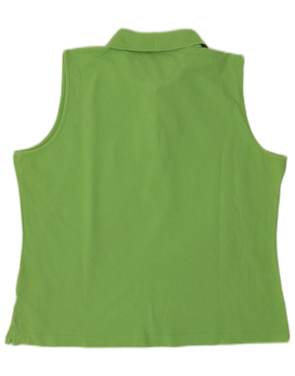 TOMMY HILFIGER Womens Golf Sleeveless Polo Shirt UK 16 Large Green Cotton