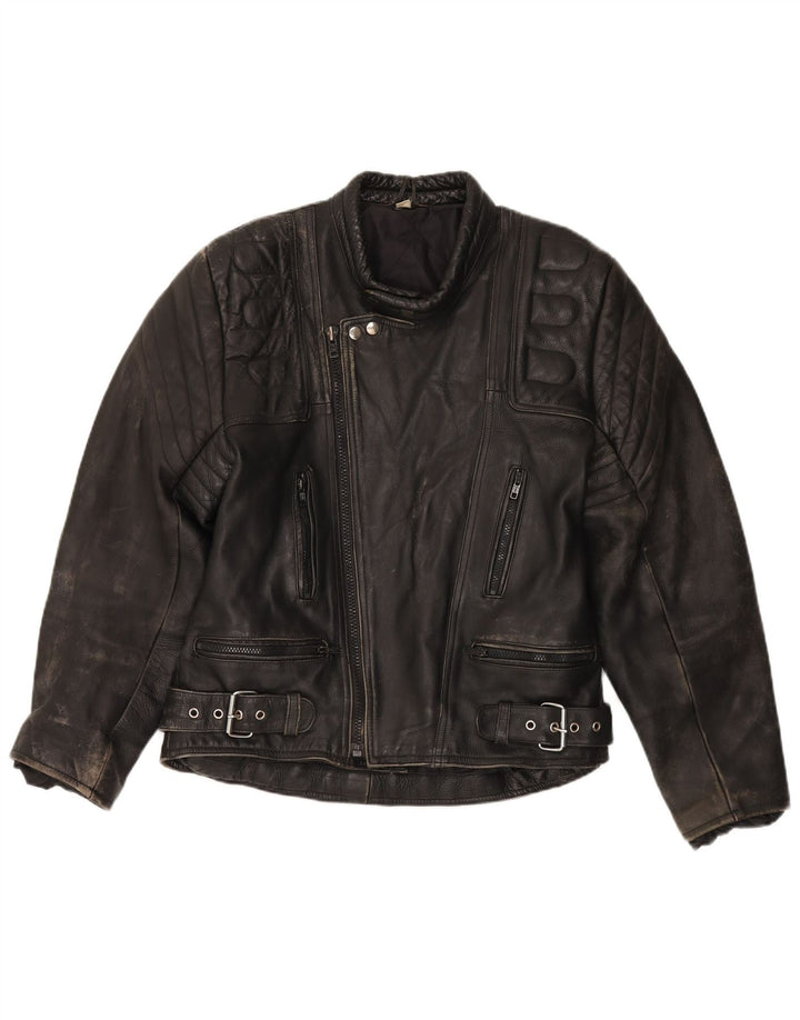 Vintage męska skórzana kurtka motocyklowa UK 36 Small Black Biker