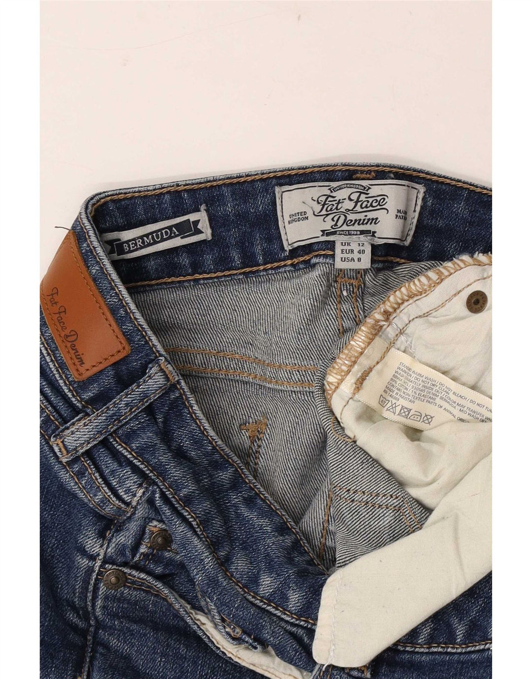 Damskie jeansowe bermudy Fat Face UK 12 Medium W30 Niebieskie bawełniane