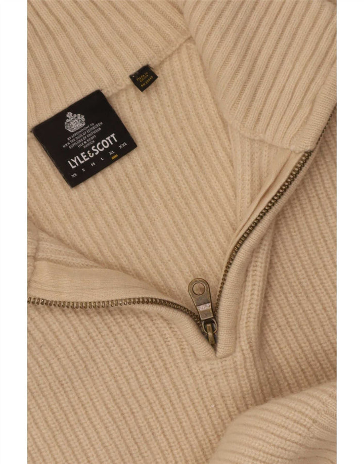 Męski sweter z zamkiem błyskawicznym XL Lyle & Scott w kolorze beżowym