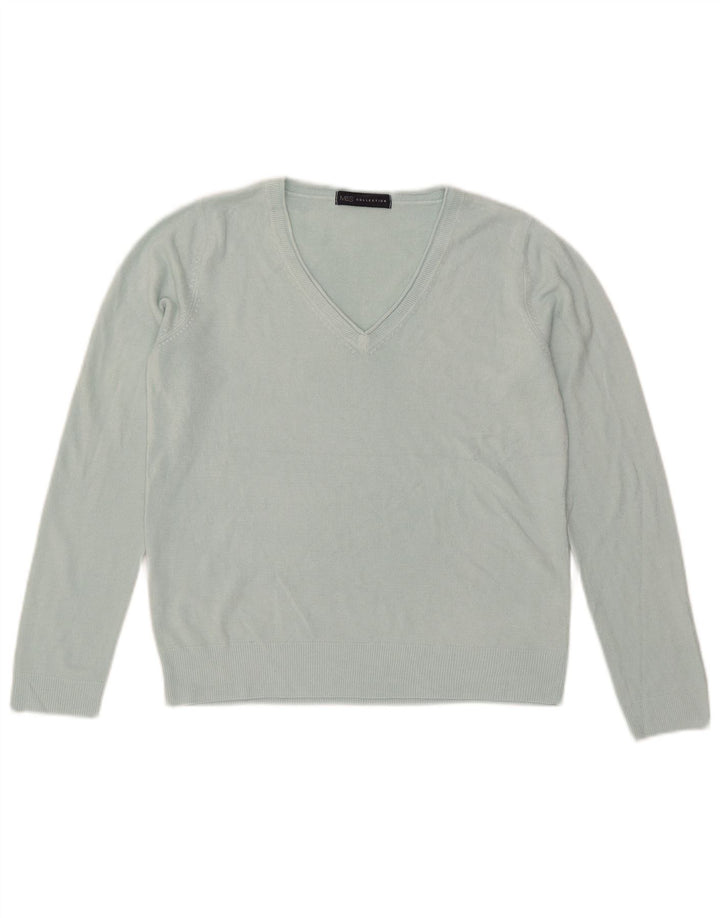 Marks & Spencer Damski sweter z dekoltem w kształcie litery V, UK 12, średni niebieski akryl