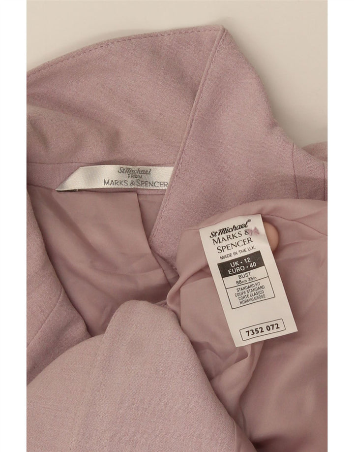 Marks & Spencer Damska marynarka o przedłużonym fasonie, zapinana na 4 guziki, UK 12, średni fiolet