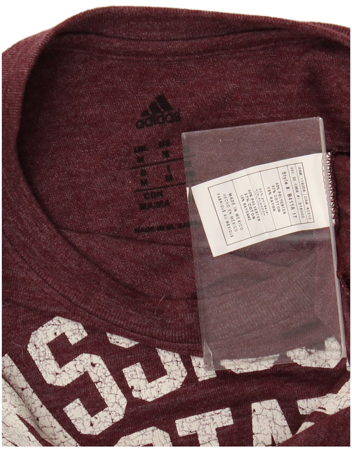 Męska koszulka graficzna Adidas z długim rękawem, średnia, bordowa