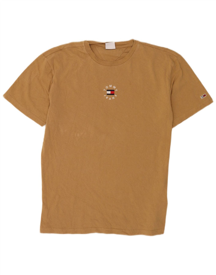 T-shirt męski Tommy Hilfiger, mały, brązowy, bawełniany