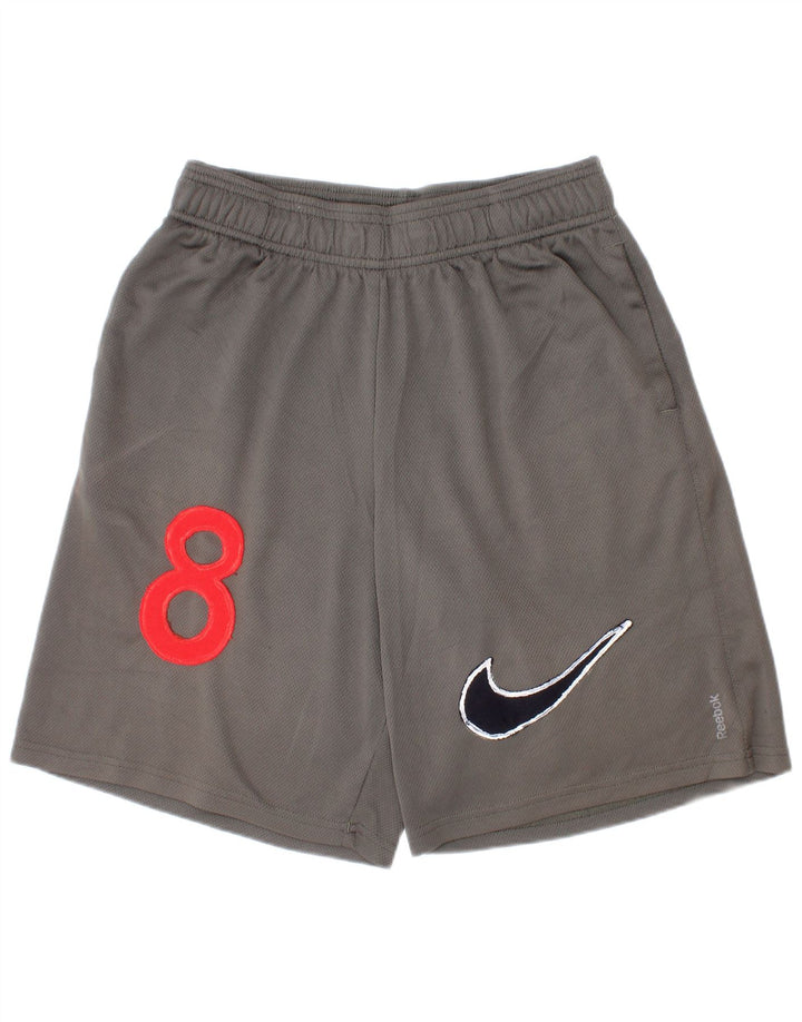 Chłopięce spodenki sportowe Nike z grafiką 10-11 lat, średnioszare, poliestrowe, sportowe