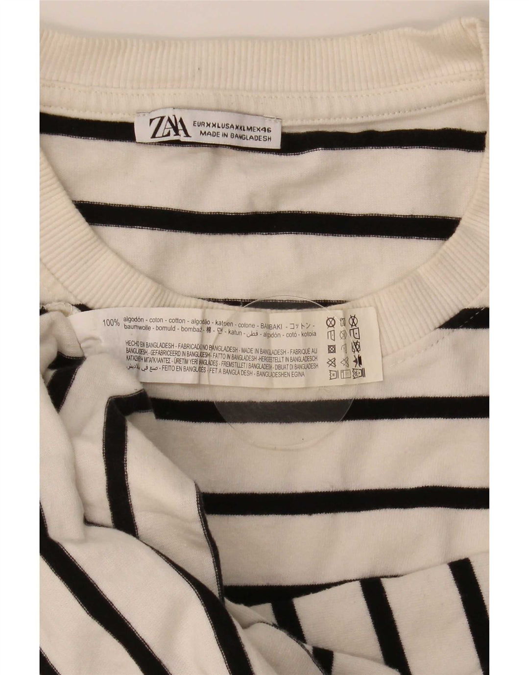 Męski top Zara z długim rękawem 2XL, bawełniany w białe paski