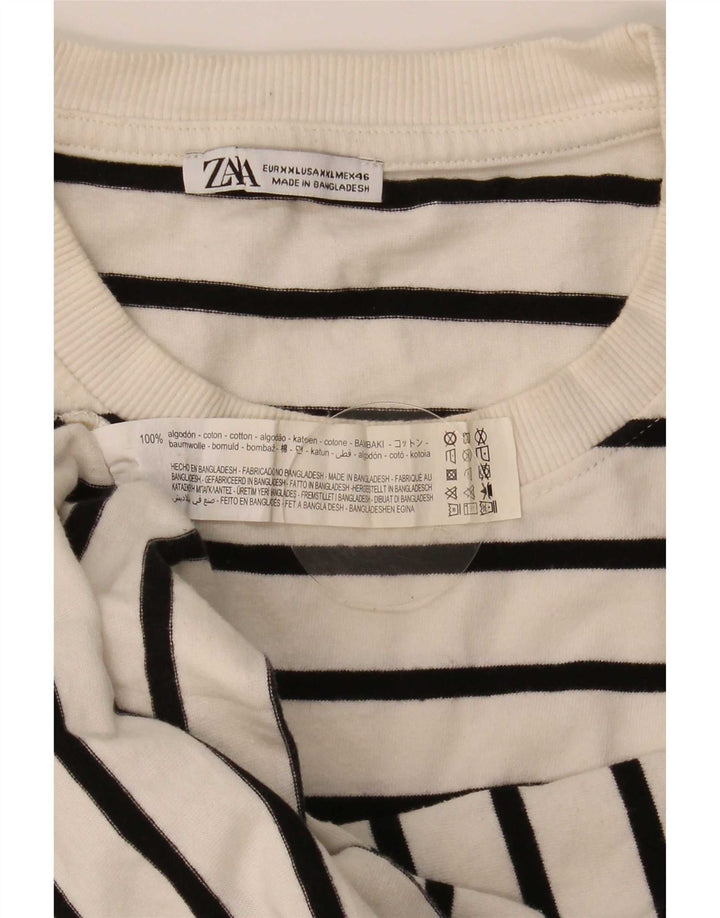 Męski top Zara z długim rękawem 2XL, bawełniany w białe paski