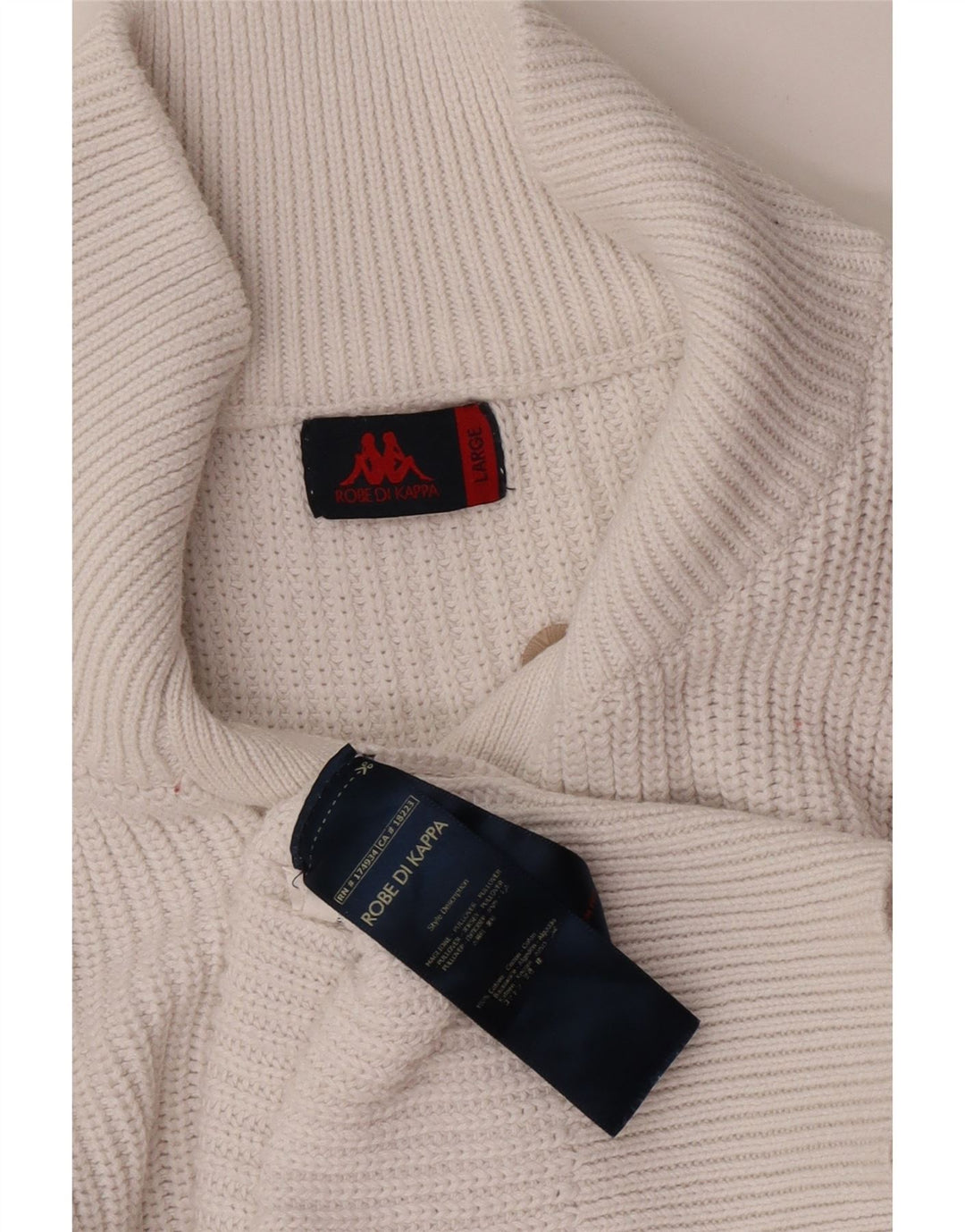 Damski sweter zapinany na guziki Kappa UK 16, duży, biały, bawełniany