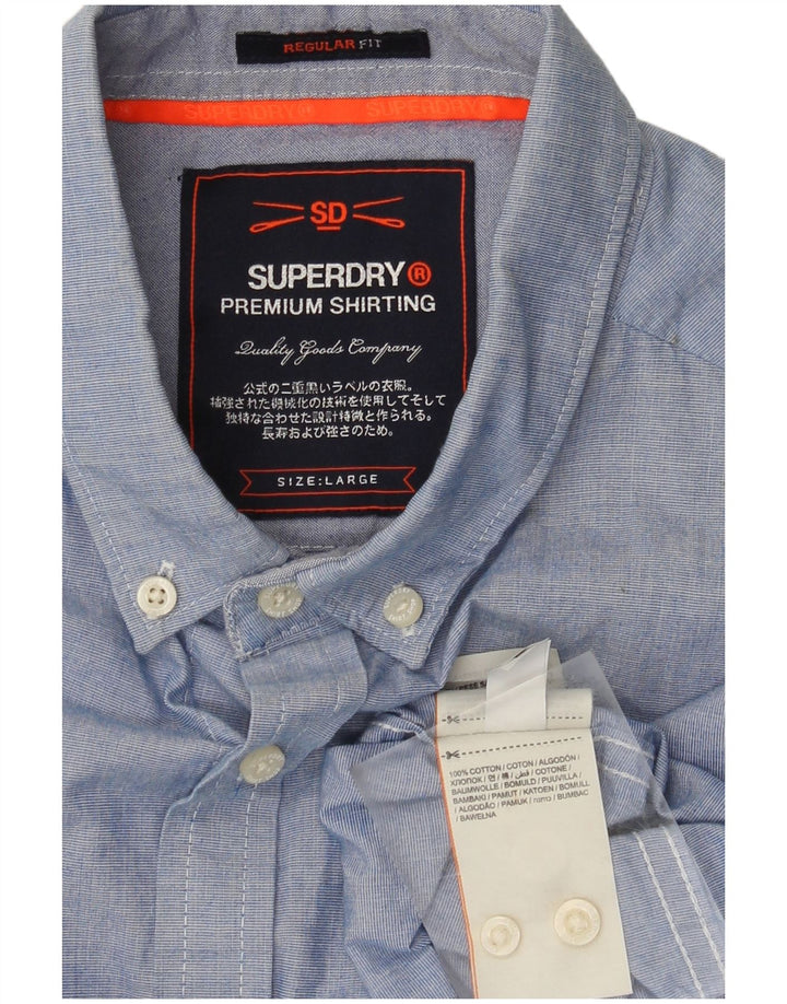Męska koszula Superdry o regularnym kroju, duża, niebieska, bawełniana