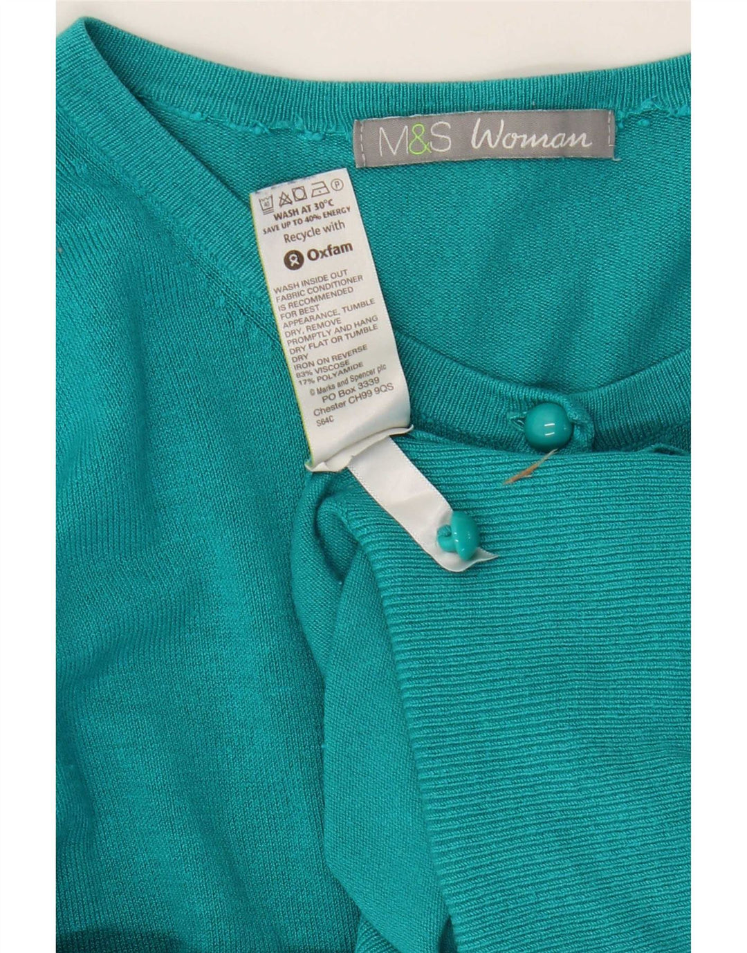 Marks & Spencer Damski sweter kardigan UK 10 Small Blue Wiskoza