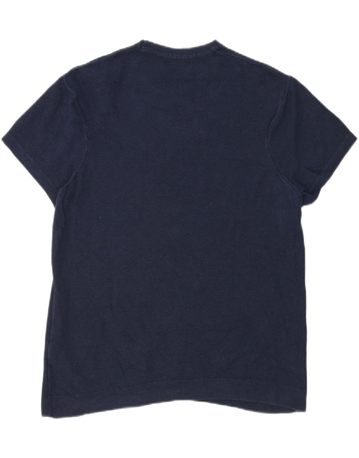 ZARA Womens T-Shirt Top UK 14 Medium Navy Blue Cotton Vintage Zara and Second-Hand Zara from Messina Hembry 