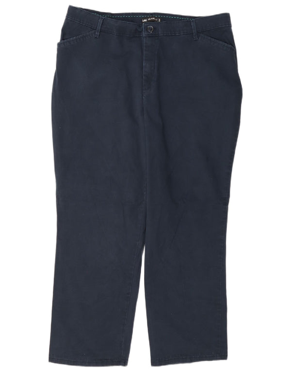 Lee Womens Relaxed Fit Casual Trousers US 18 2XL W38 L28 Navy Blue Cotton