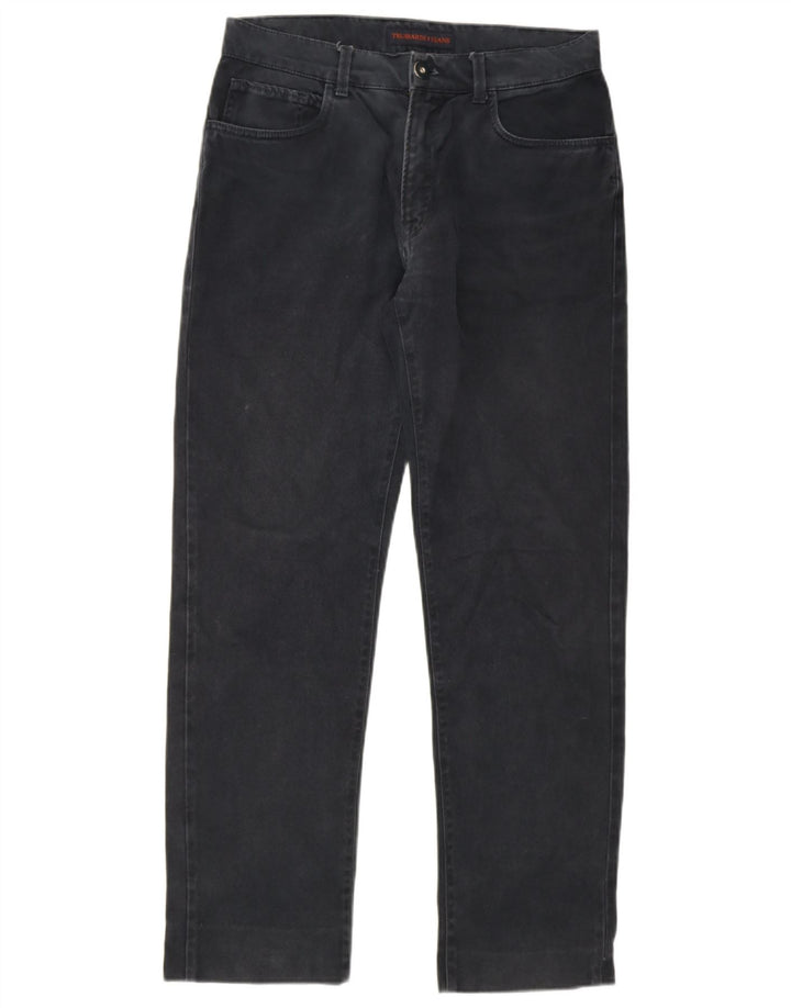 Męskie proste dżinsy Trussardi IT 48 Medium W34 L30 Czarna bawełna